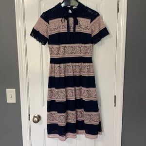 1901 Pink & Navy Lace Dress